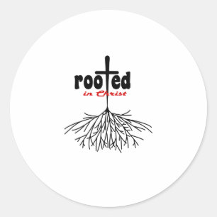 Root Your Faith In Jesus Christ Christian Cross Classic Round Sticker