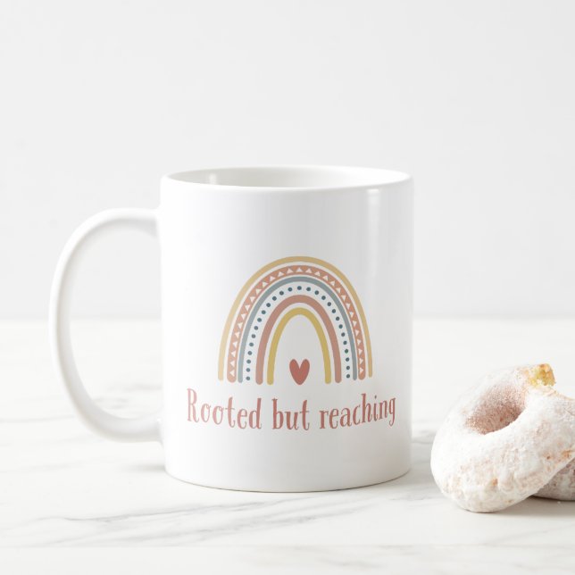 Rooted but Reaching – Grounded Growth Design Coffee Mug (With Donut)