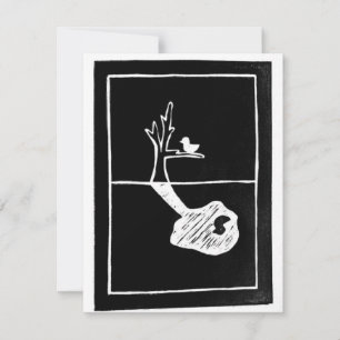 Rooted Elsewhere - bird shadow linocut RSVP Card