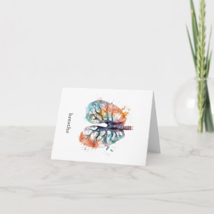 Rooted in Breath Watercolor Lungs Custom Holiday Card
