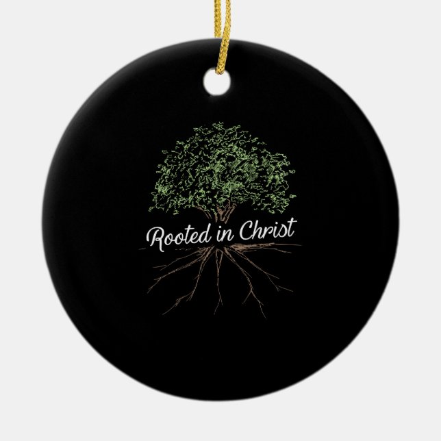 Rooted in Christ - Christian Jesus Ceramic Tree Decoration (Front)
