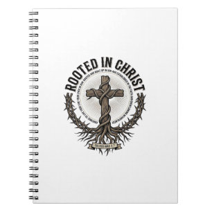 Rooted in Christ Cross Vintage Engraving Christian Notebook