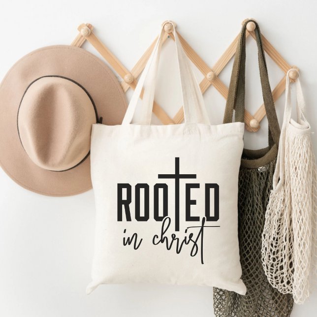 Rooted In Christ Faith Based Graphic Christian  Tote Bag (Rooted In Christ Faith Based Graphic Christian Tote Bag)