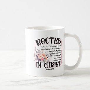 Rooted In Christ Preppy Floral Jesus Christian Fai Coffee Mug