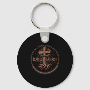 Rooted In Christ Tee, Jesus Tee, Vintage Cross Chr Key Ring