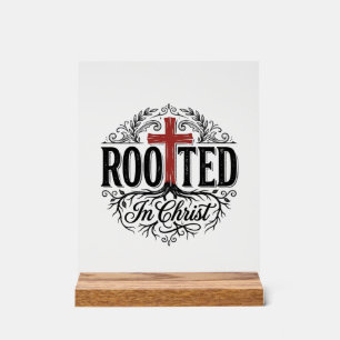 Rooted in Christ Vintage Christian Cross Design_1 Acrylic Sign