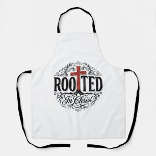 Rooted in Christ Vintage Christian Cross Design_1 Apron