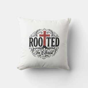 Rooted in Christ Vintage Christian Cross Design_1 Cushion