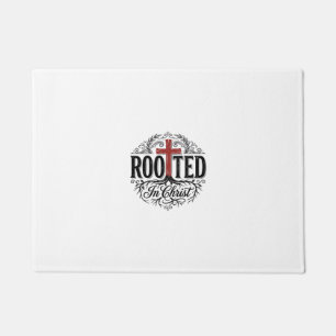 Rooted in Christ Vintage Christian Cross Design_1 Doormat