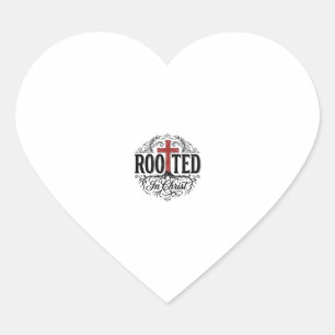 Rooted in Christ Vintage Christian Cross Design_1 Heart Sticker