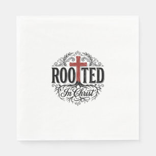 Rooted in Christ Vintage Christian Cross Design_1 Napkin