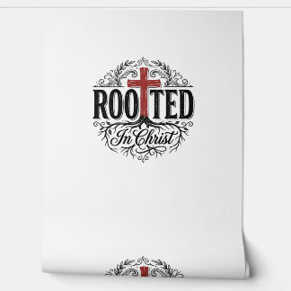 Rooted in Christ Vintage Christian Cross Design_1 Wallpaper