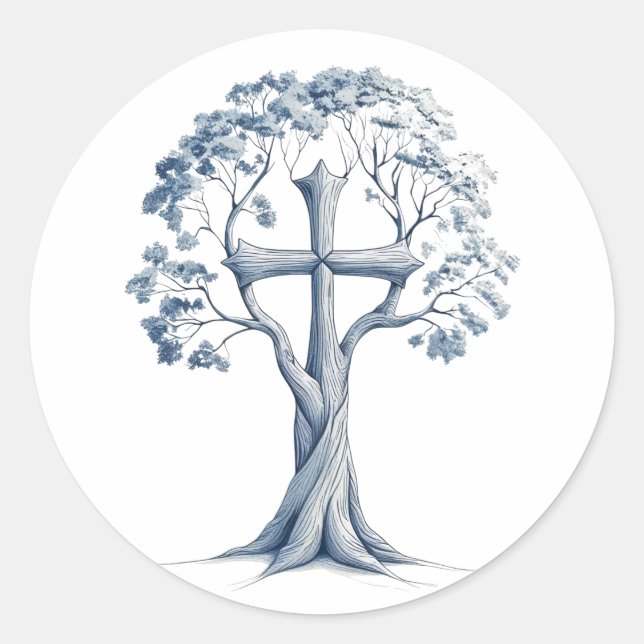 Rooted in Grace Cross Tree Sticker (Front)
