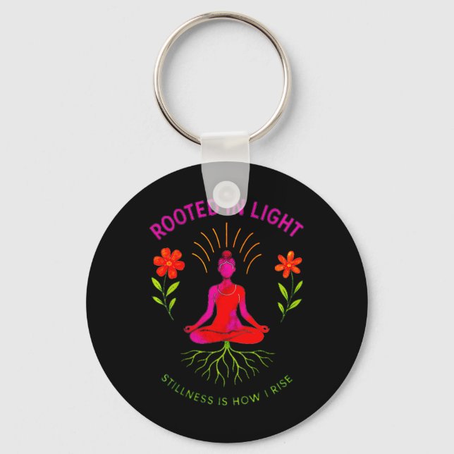 Rooted In Light Yoga Meditation Design  Key Ring (Front)
