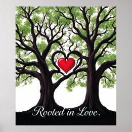 Rooted in Love Heart Tree Symbolic Art Poster
