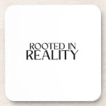 Rooted In Reality Minimalist Typewriter  Coaster<br><div class="desc">Protect your surface and your sanity. Sandstone coaster with high-contrast typewriter typography to keep your workspace clean and grounded.</div>