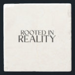 Rooted In Reality Minimalist Typewriter  Stone Coaster<br><div class="desc">Protect your surface and your sanity. Sandstone coaster with high-contrast typewriter typography to keep your workspace clean and grounded.</div>