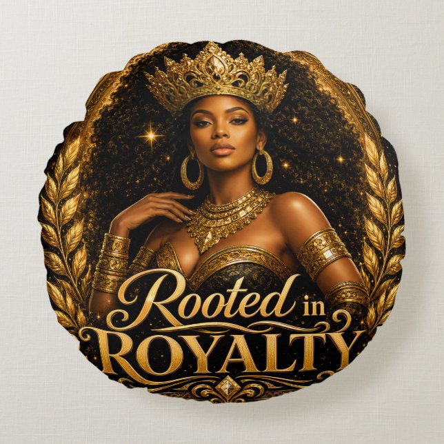 Rooted in Royalty Round Cushion (Front)