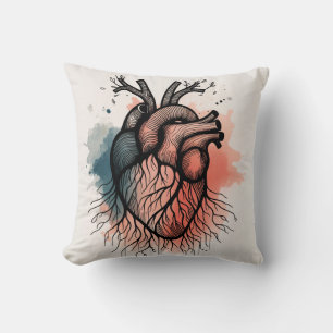 Rooted Love Minimalist Heart & Tree Roots Art Cushion