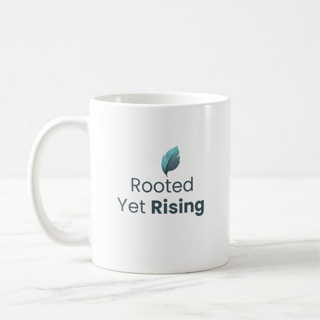 Rooted Yet Rising Minimal Motivational Mug (Left)