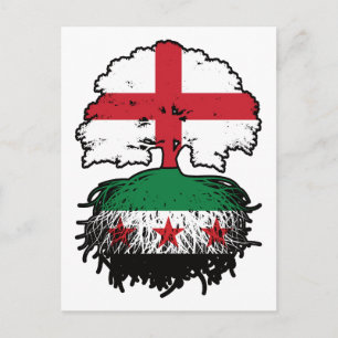 Roots & Crown: England–Syria Tree Postcard