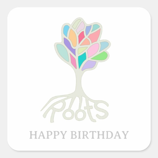 Roots. Nature-inspired design. Coloured Tree. Square Sticker (Front)