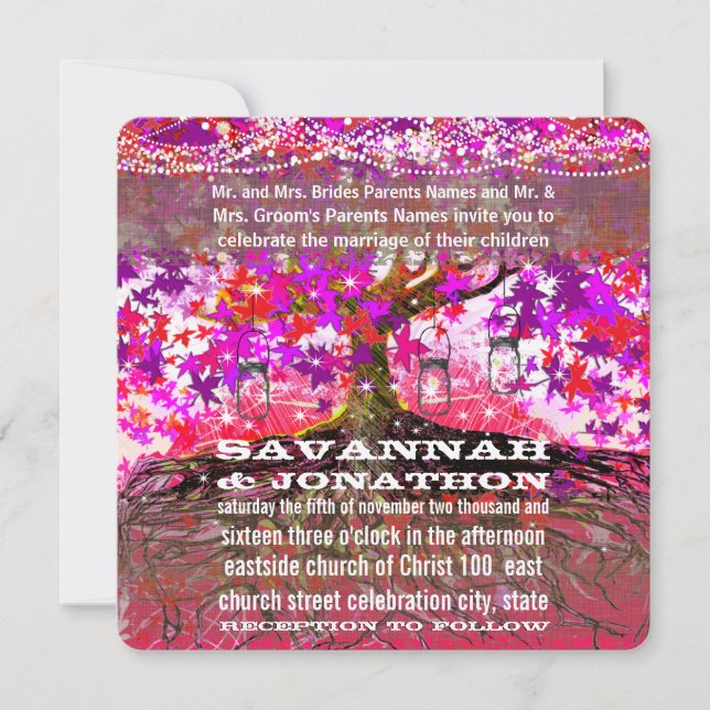 Roots of Love Romantic Oak Tree Wedding Invitation (Front)