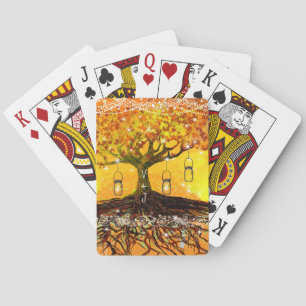 Roots of Love Romantic Rustic Tree Wedding Playing Cards