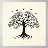 Roots of Serenity: Tree of Life Charcoal Zen Art