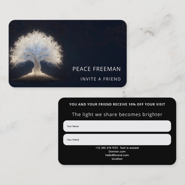 Roots of Starlight | Luminous Tree of Life Business Card (Front/Back)