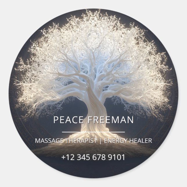 Roots of Starlight | Luminous Tree of Life Classic Round Sticker (Front)