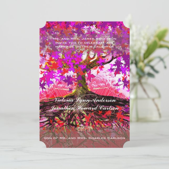 Roots ofEnchanted Oak Forest Wedding Invitation (Standing Front)