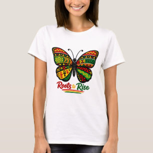 Roots to Rise Black History Butterfly Afrocentric T-Shirt