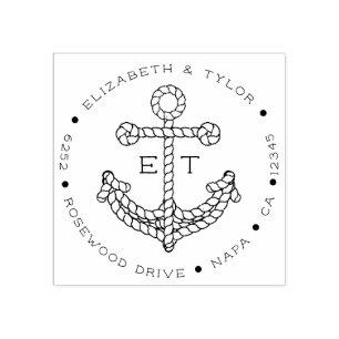 Rope Anchor Custom Monogrammed Return Address Rubber Stamp