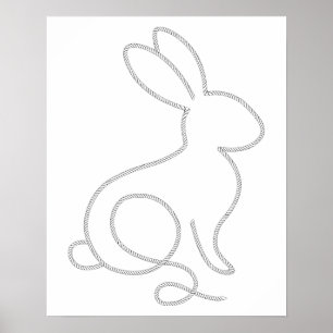Rope Bunny Rabbit Minimal Modern Design Poster