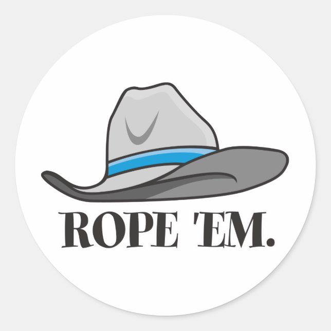 Rope 'em cowboy gear classic round sticker (Front)