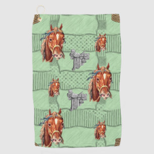 Rope Horse Green Golf Towel