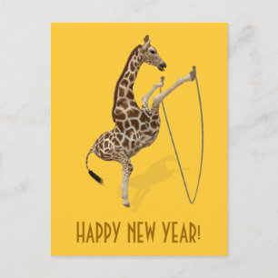Rope Jump Workout Giraffe Holiday Postcard