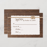 Rope Knot On Wood Wedding RSVP