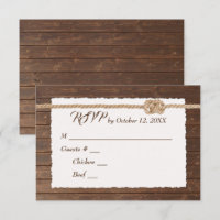 Rope Knot On Wood Wedding RSVP