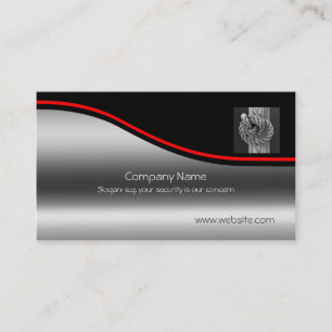 Rope Knot, red and black swoosh on metallic-effect Business Card