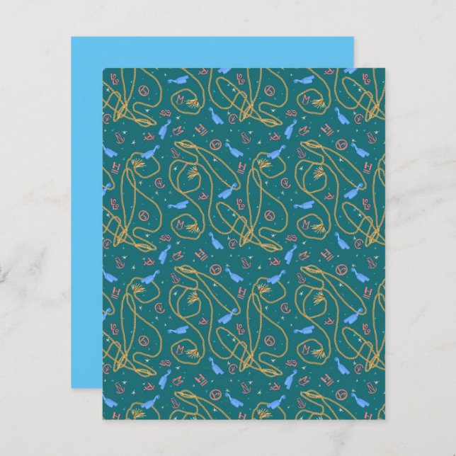 Rope lasso spur brands coral teal scrapbook paper (Front/Back)