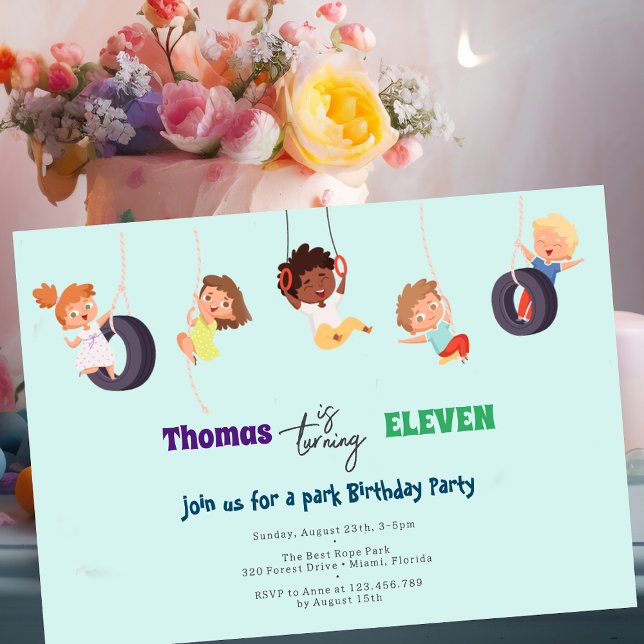 Rope park adventure kids birthday invitation (Creator Uploaded)