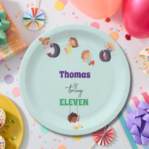 Rope park adventure playground kids birthday paper plate