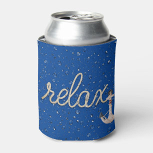 Rope Relax Text with Anchor Can Cooler