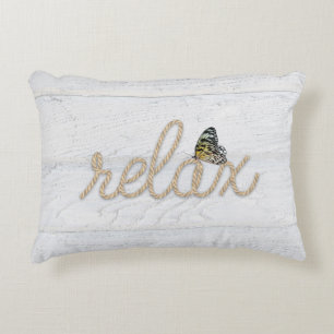 Rope Relax Text with Butterfly  Accent Pillow