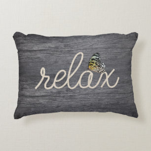 Rope Relax Text with Butterfly  Decorative Cushion