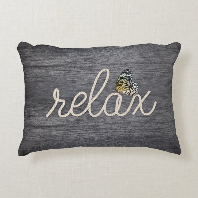 Rope Relax Text with Butterfly  Decorative Cushion (Front)