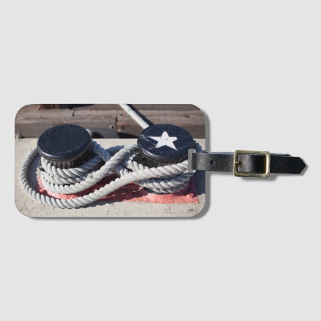 Rope Tied To Two Bollards Luggage Tag (Front Horizontal)