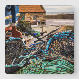 Ropes And Lobster Pots | Pittenweem, Scotland Square Wall Clock